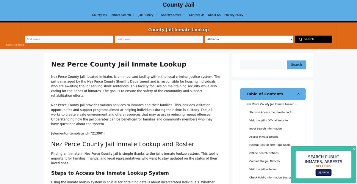 Preview of nez-perce.countyjail.org