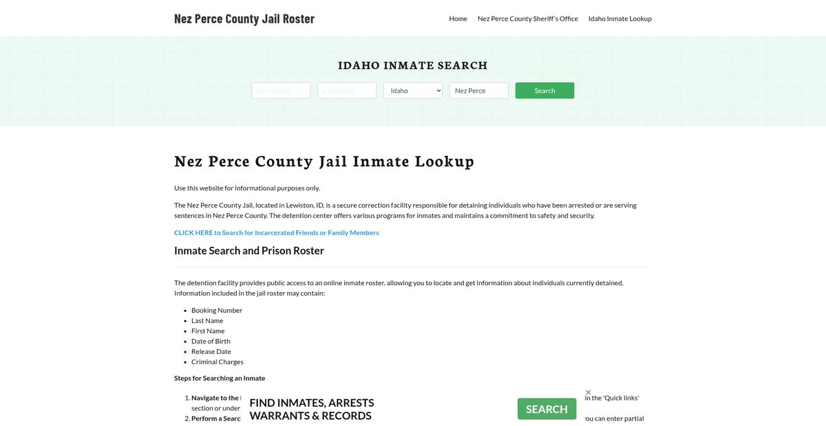 Preview of nezpercecountyjail.org