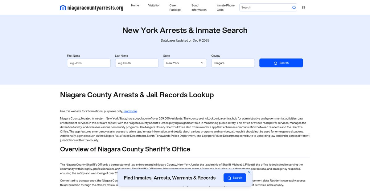 Preview of niagaracountyarrests.org