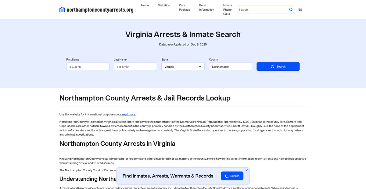 Preview of northamptoncountyarrests.org
