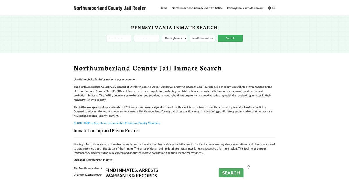 Preview of northumberlandcountyjail.org