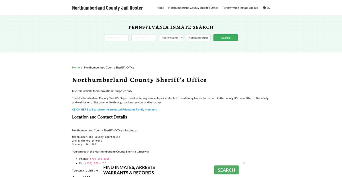 Preview of northumberlandcountyjail.org