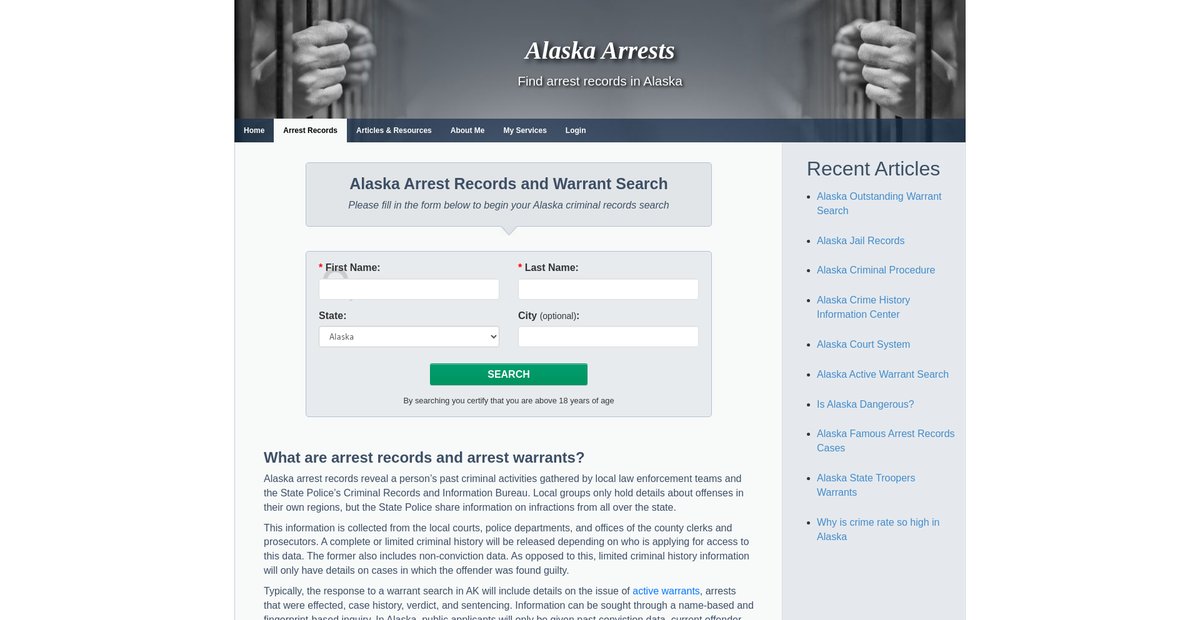 Preview of alaskaarrests.org
