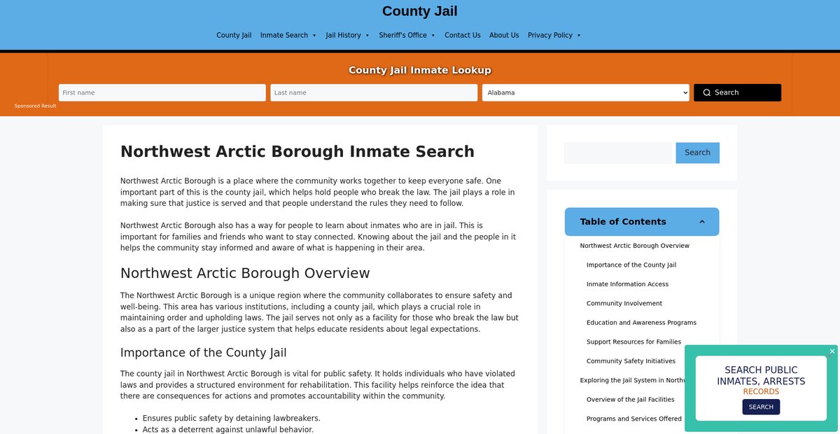 Preview of northwest-arctic-borough-inmate-search.countyjail.org