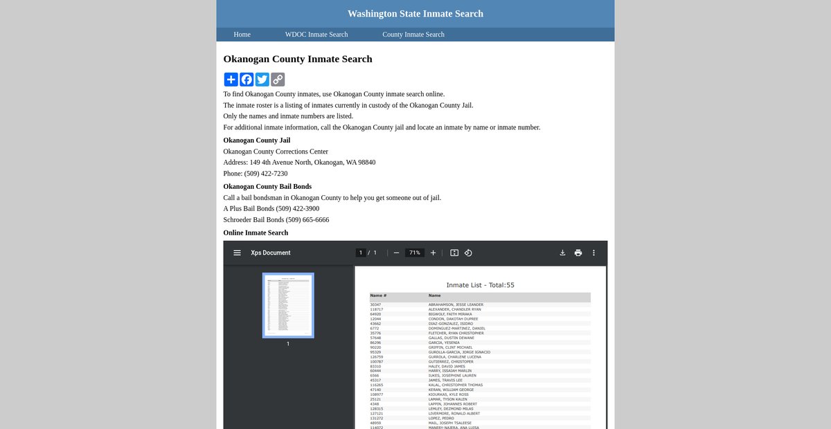 Preview of inmatesearchwashington.org