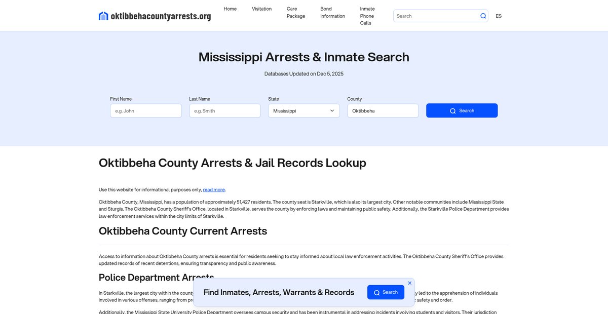 Preview of oktibbehacountyarrests.org