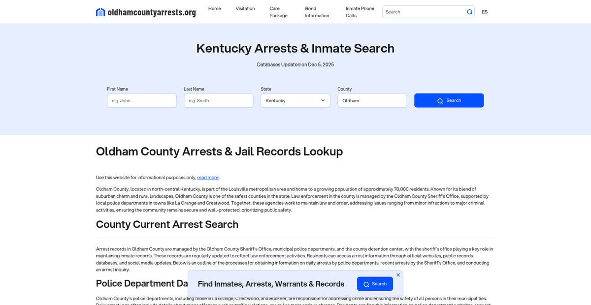 Preview of oldhamcountyarrests.org
