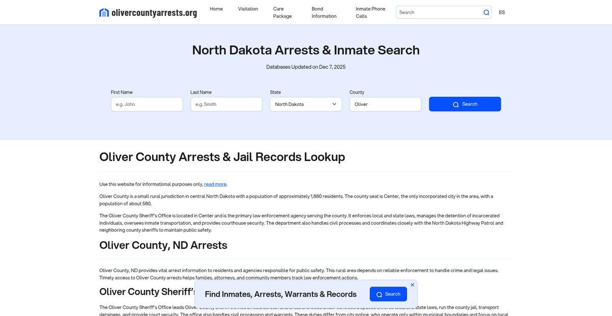 Preview of olivercountyarrests.org