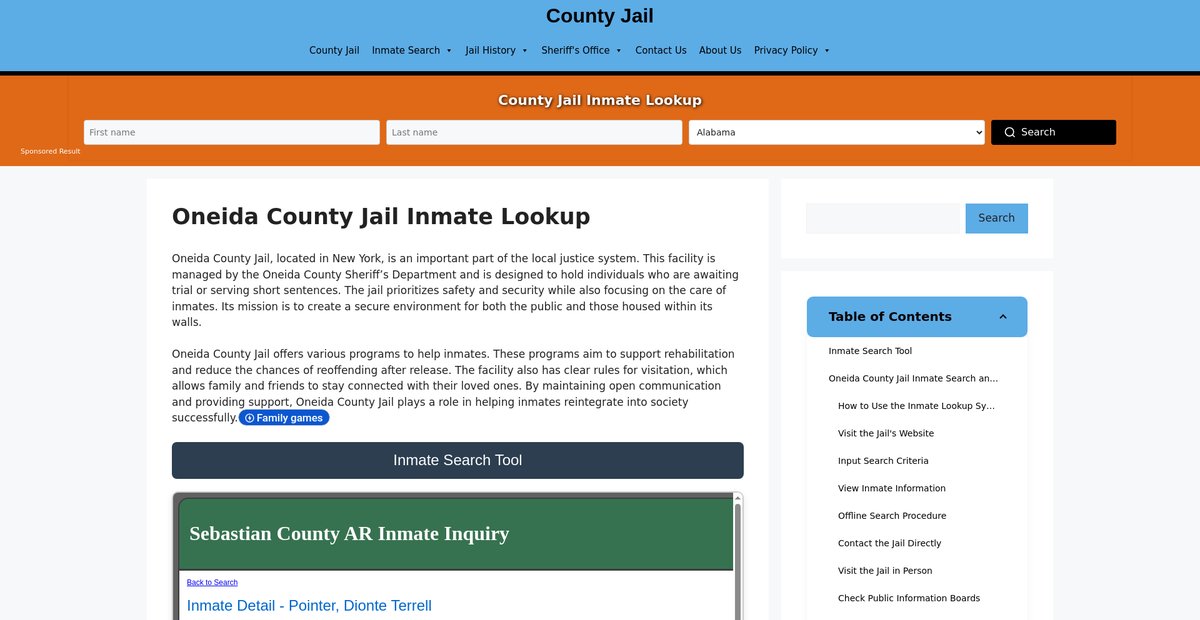 Preview of oneida.countyjail.org