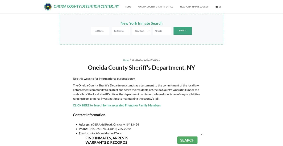 Preview of oneidacountydetentionny.org