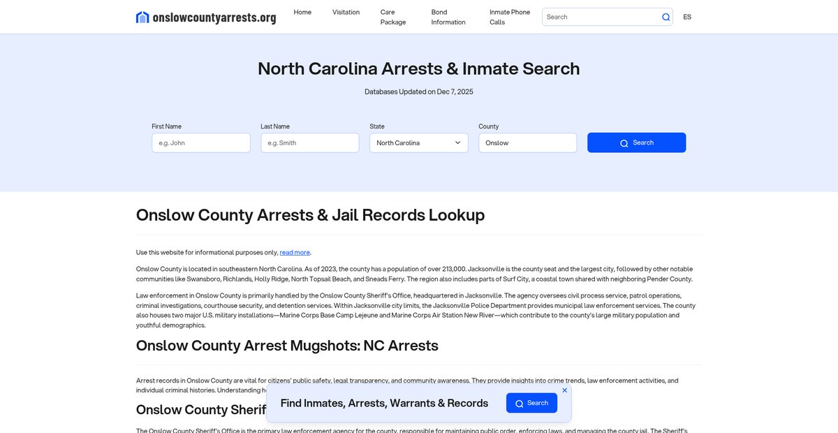 Preview of onslowcountyarrests.org