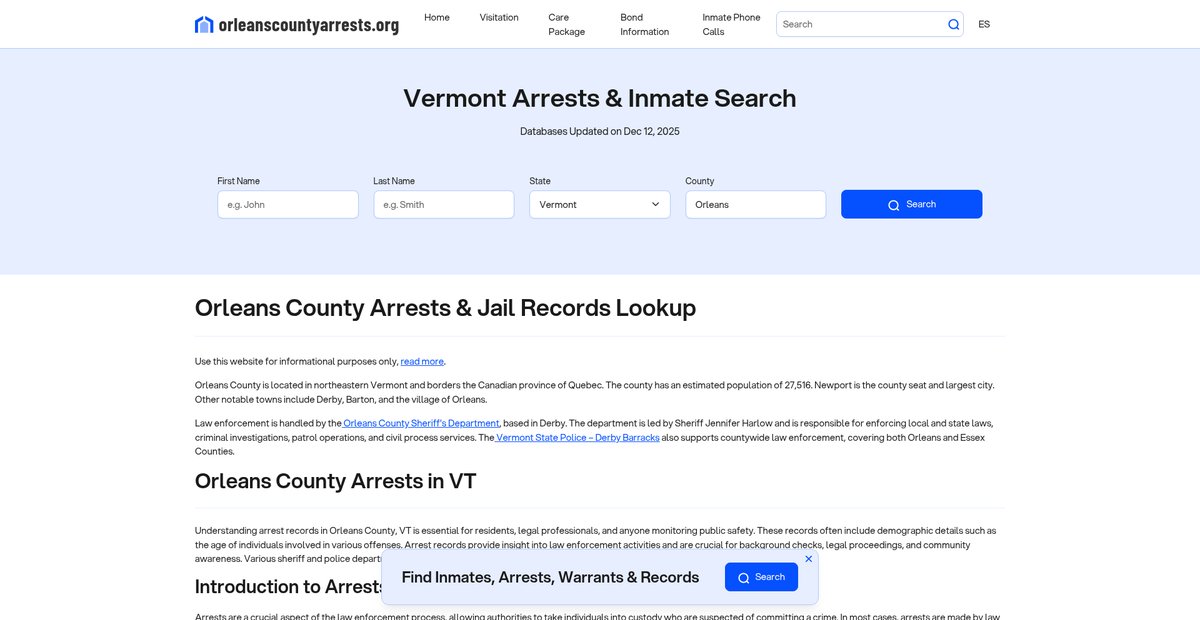 Preview of orleanscountyarrests.org
