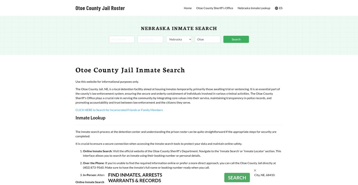 Preview of otoecountyjail.org