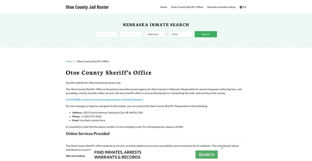 Preview of otoecountyjail.org