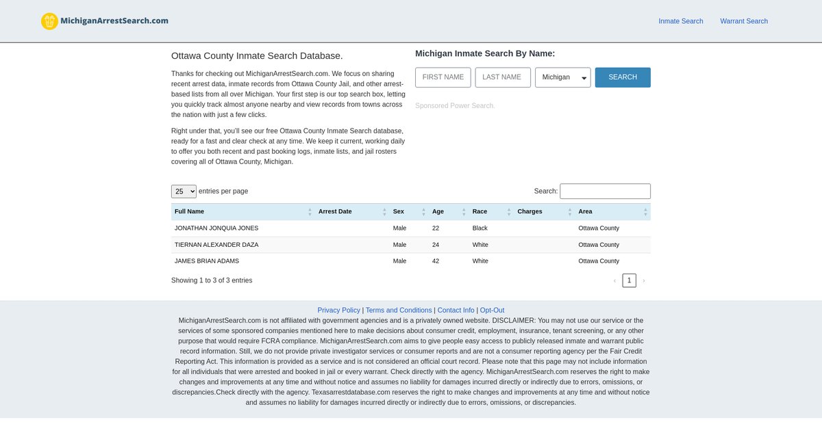 Preview of michiganarrestsearch.com