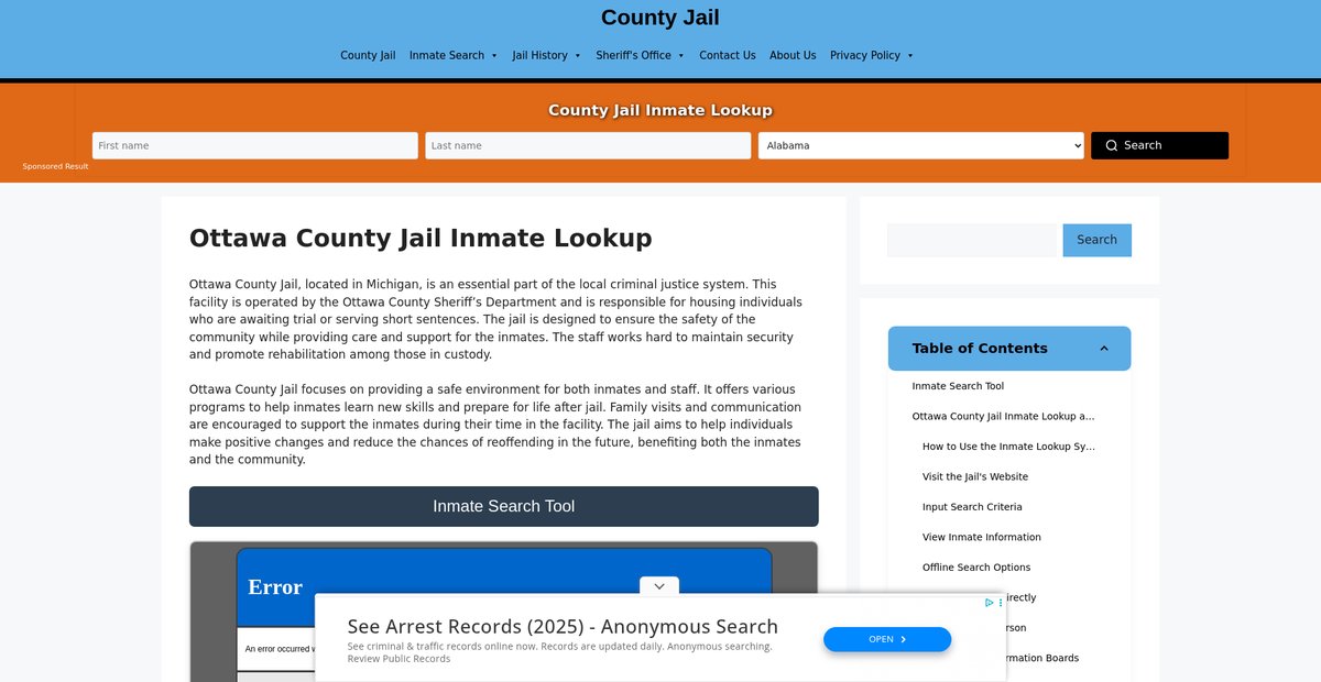 Preview of ottawa.countyjail.org