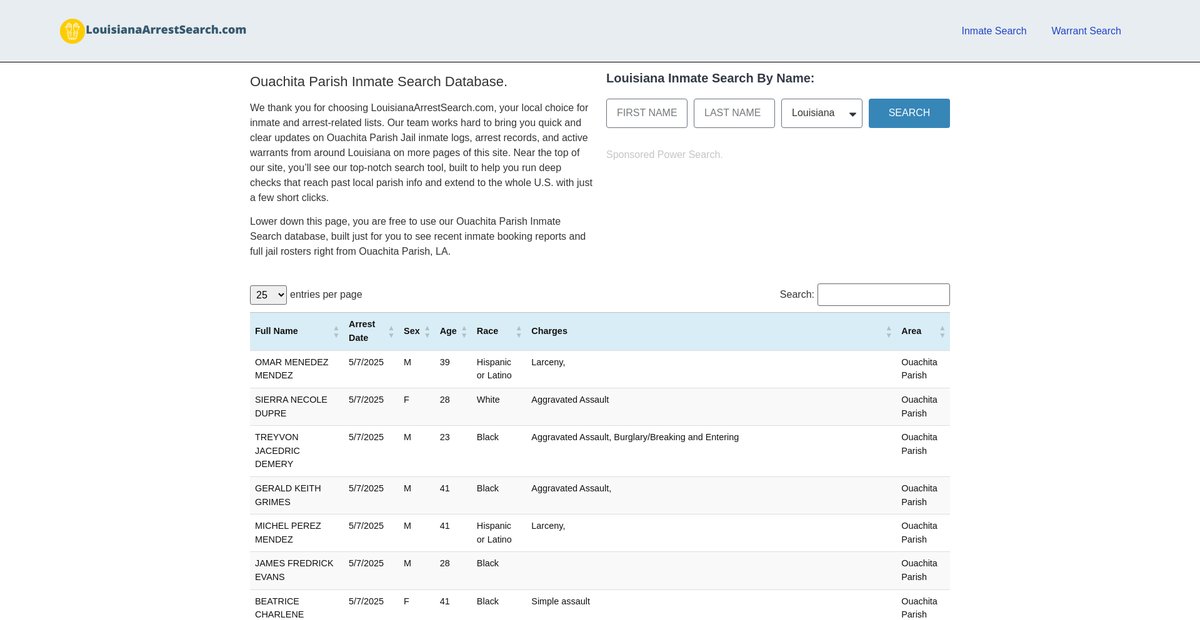 Preview of louisianaarrestsearch.com