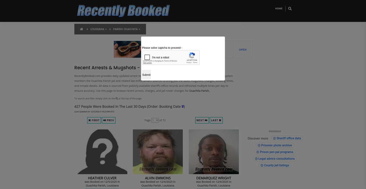 Preview of recentlybooked.com