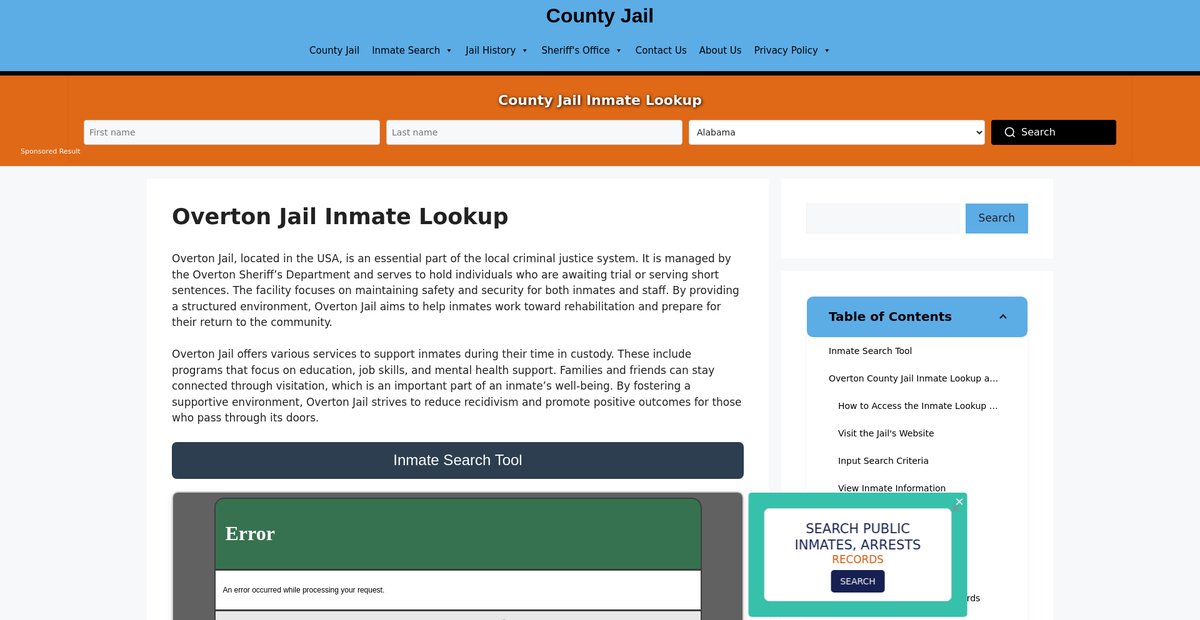 Preview of overton.countyjail.org