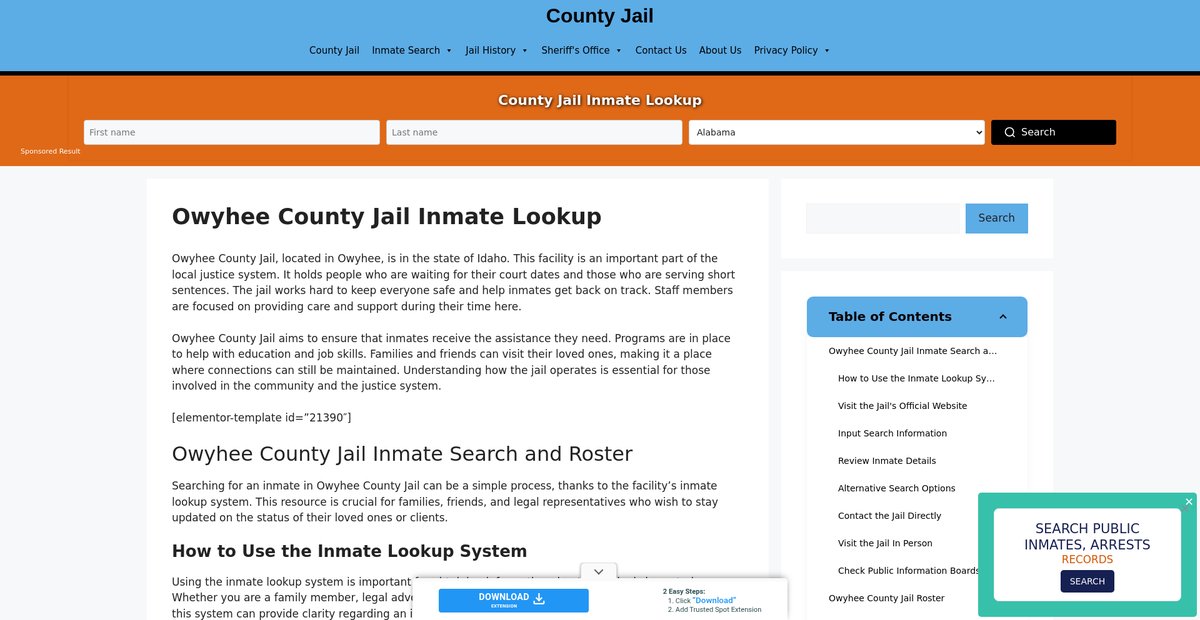 Preview of owyhee.countyjail.org