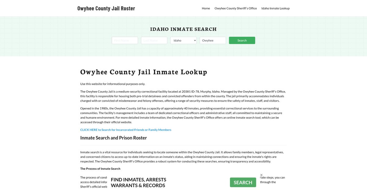 Preview of owyheecountyjail.org