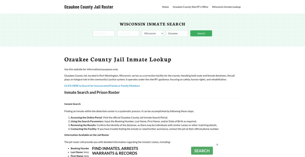 Preview of ozaukeecountyjail.org