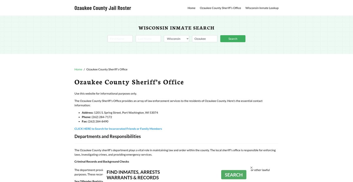 Preview of ozaukeecountyjail.org