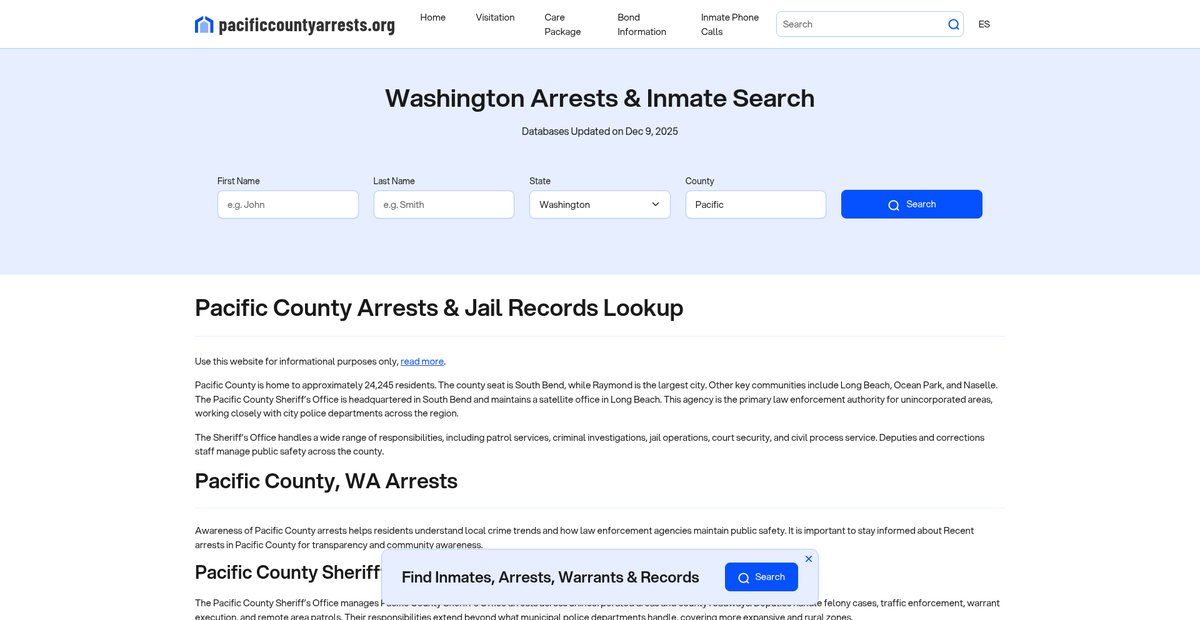 Preview of pacificcountyarrests.org