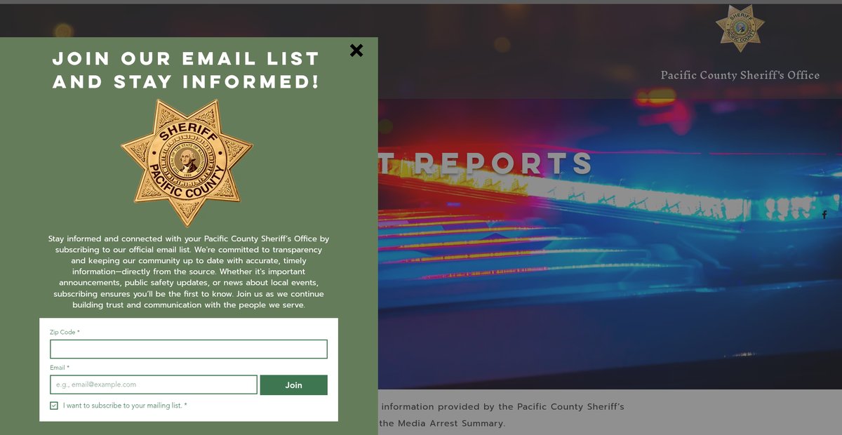 Preview of pacificcountysheriff.gov