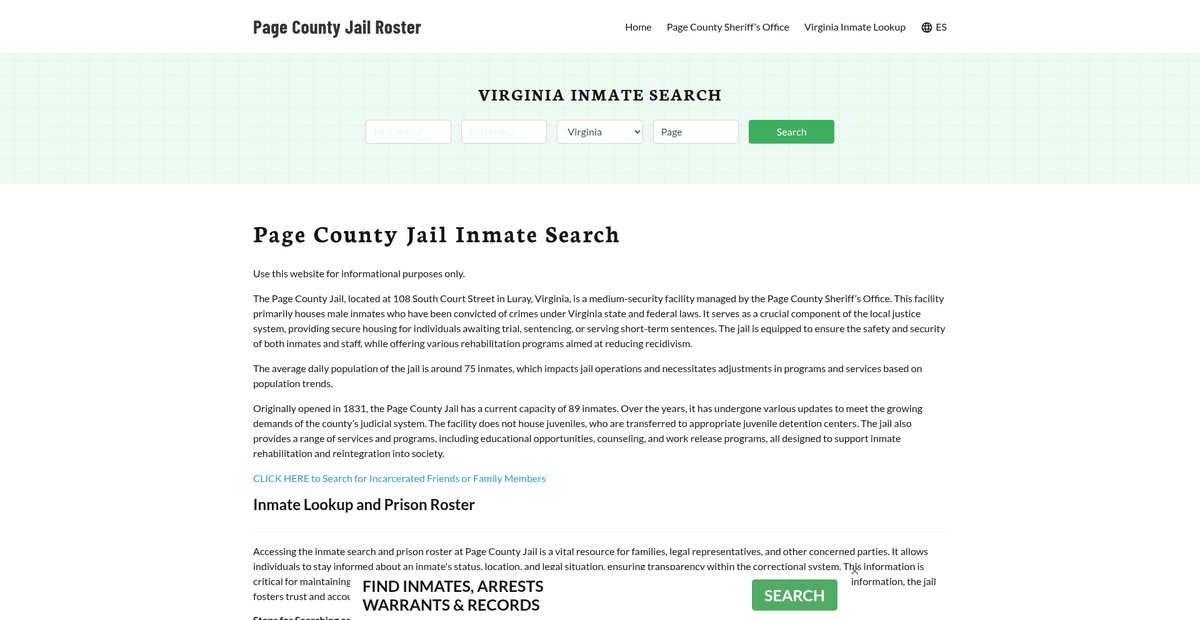 Preview of pagecountyjail.org