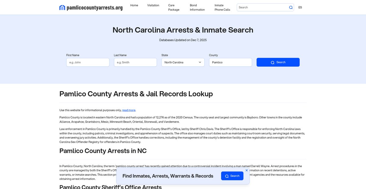 Preview of pamlicocountyarrests.org