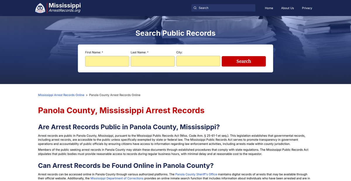 Preview of mississippiarrestrecords.org
