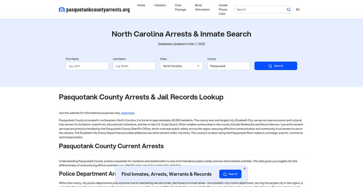 Preview of pasquotankcountyarrests.org