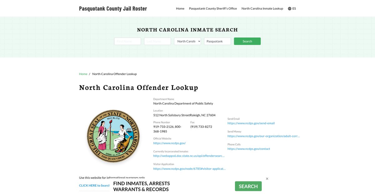 Preview of pasquotankcountyjail.org