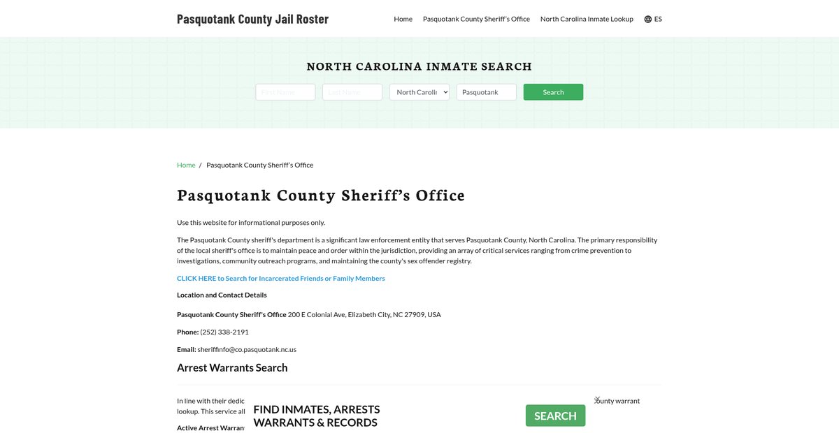 Preview of pasquotankcountyjail.org
