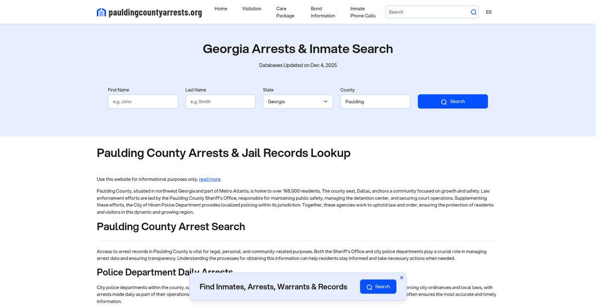 Preview of pauldingcountyarrests.org