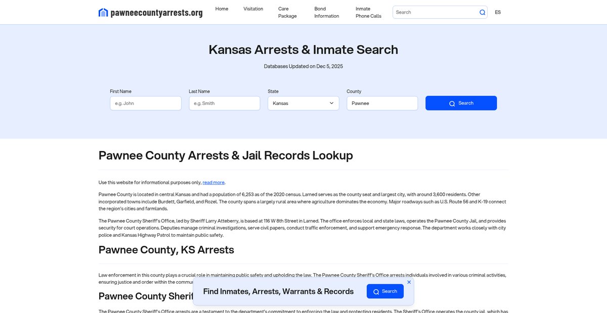 Preview of pawneecountyarrests.org