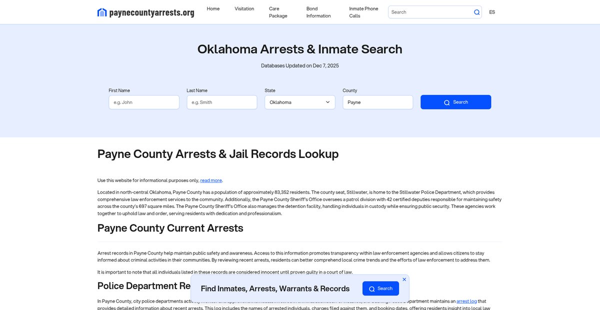 Preview of paynecountyarrests.org