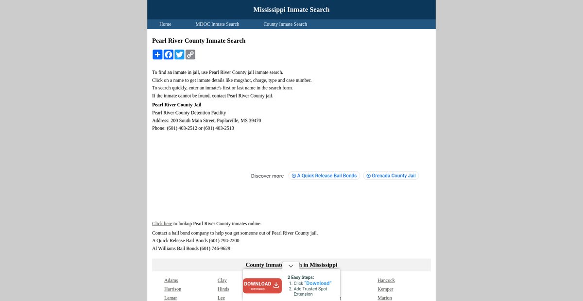 Preview of inmatesearchmississippi.org