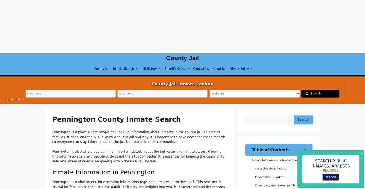 Preview of pennington-inmate-search.countyjail.org