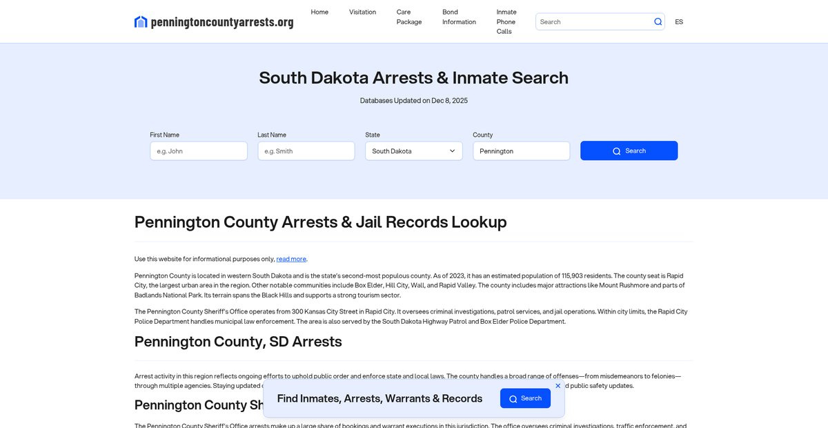Preview of penningtoncountyarrests.org