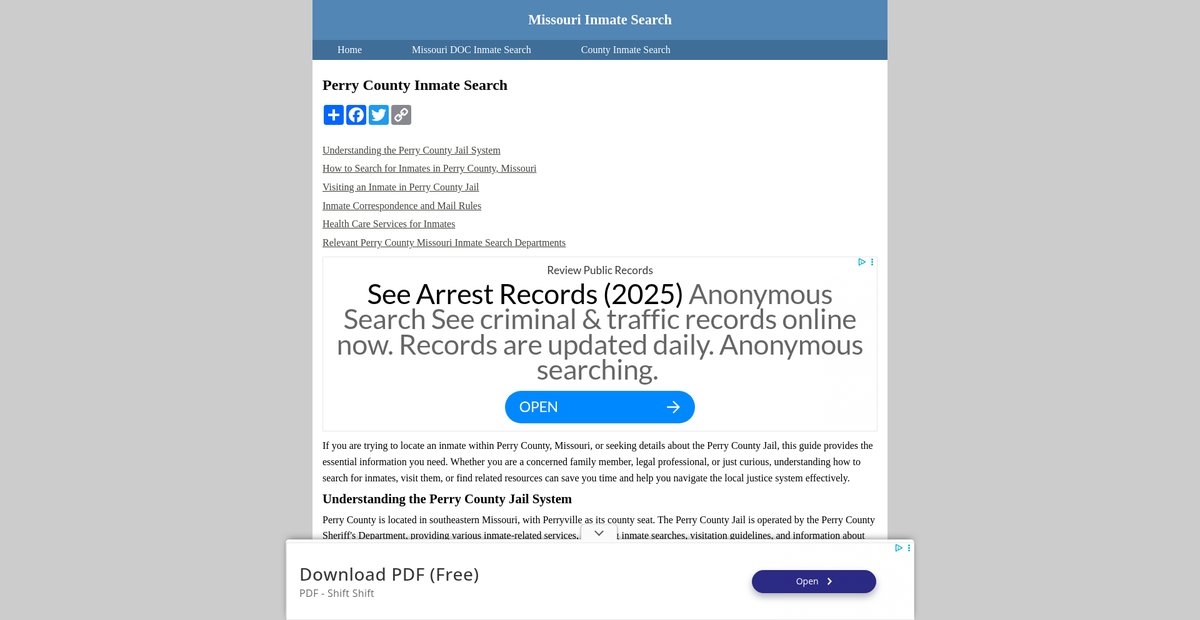 Preview of inmatesearchmissouri.org
