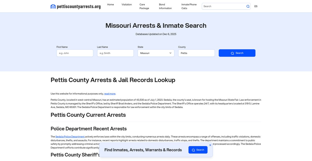 Preview of pettiscountyarrests.org