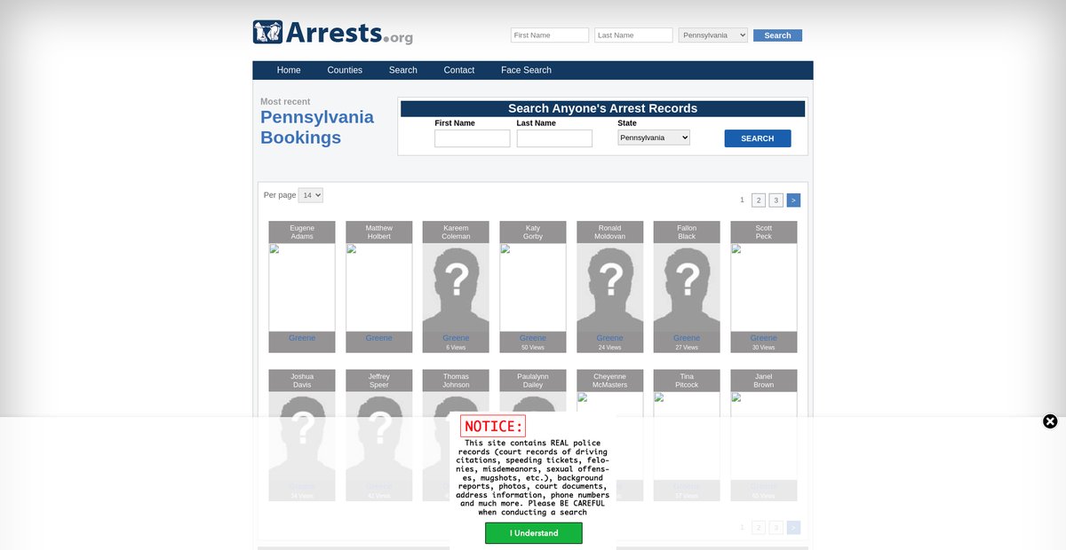 Preview of pennsylvania.arrests.org