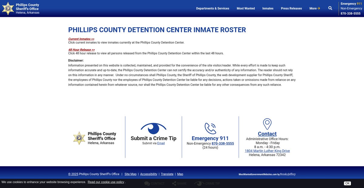 Preview of phillipscountysheriffar.org