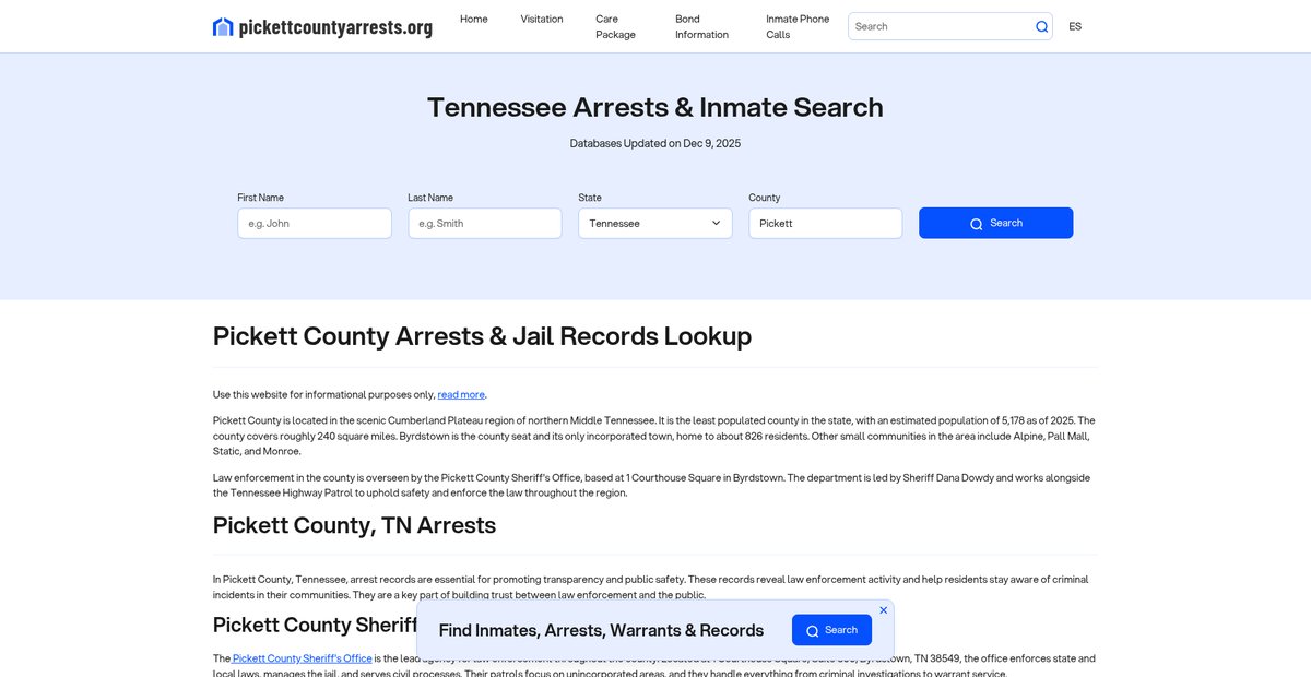 Preview of pickettcountyarrests.org