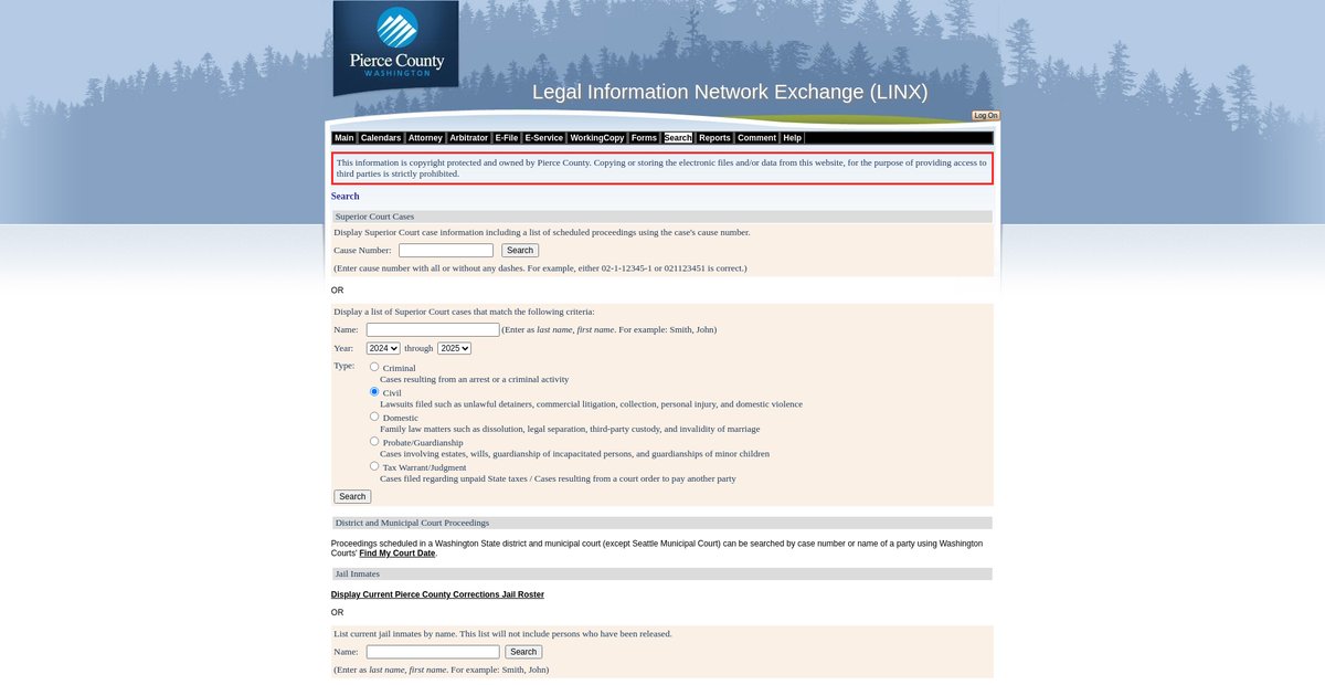 Preview of linxonline.co.pierce.wa.us