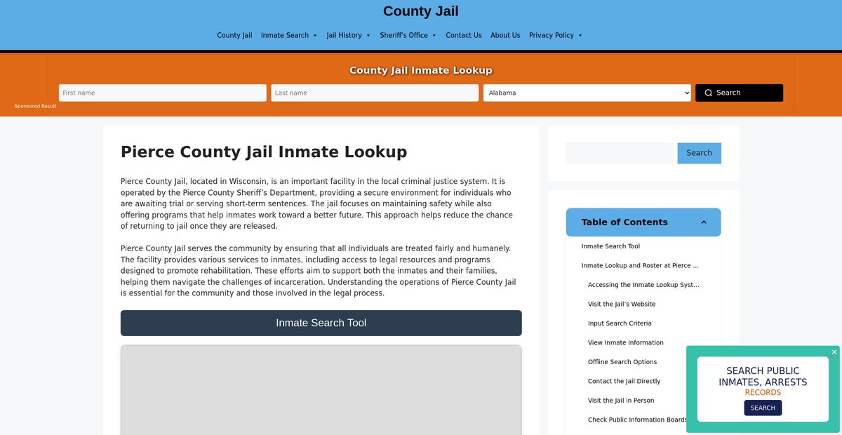 Preview of pierce.countyjail.org