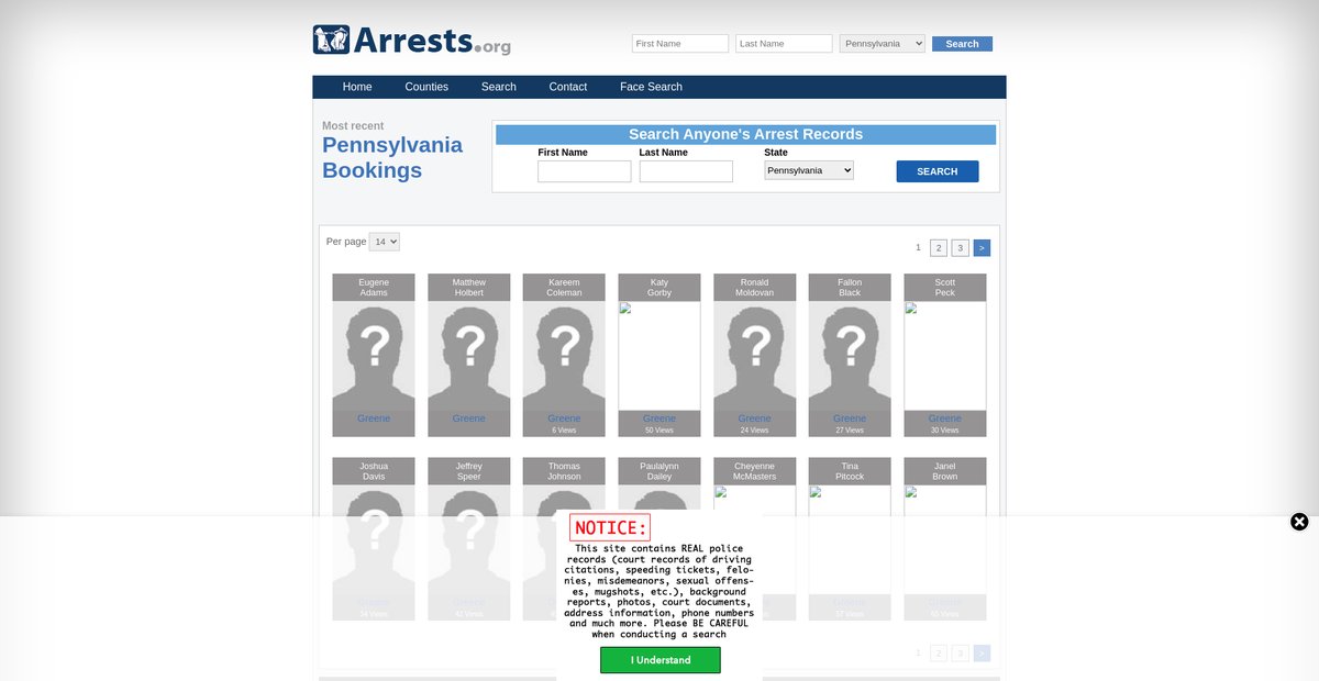 Preview of pennsylvania.arrests.org