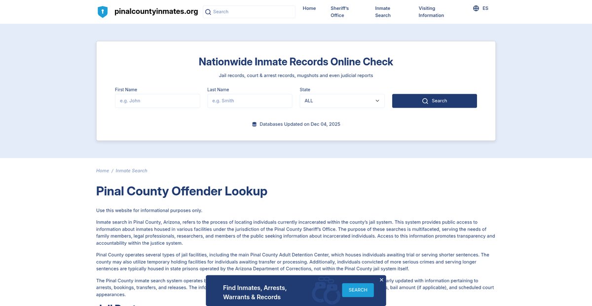 Preview of pinalcountyinmates.org